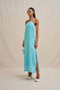 Oasis One Shoulder Maxi Dress - Ivory Aqua Blue