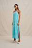 Oasis One Shoulder Maxi Dress - Ivory Aqua Blue