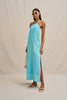 Oasis One Shoulder Maxi Dress - Ivory Aqua Blue