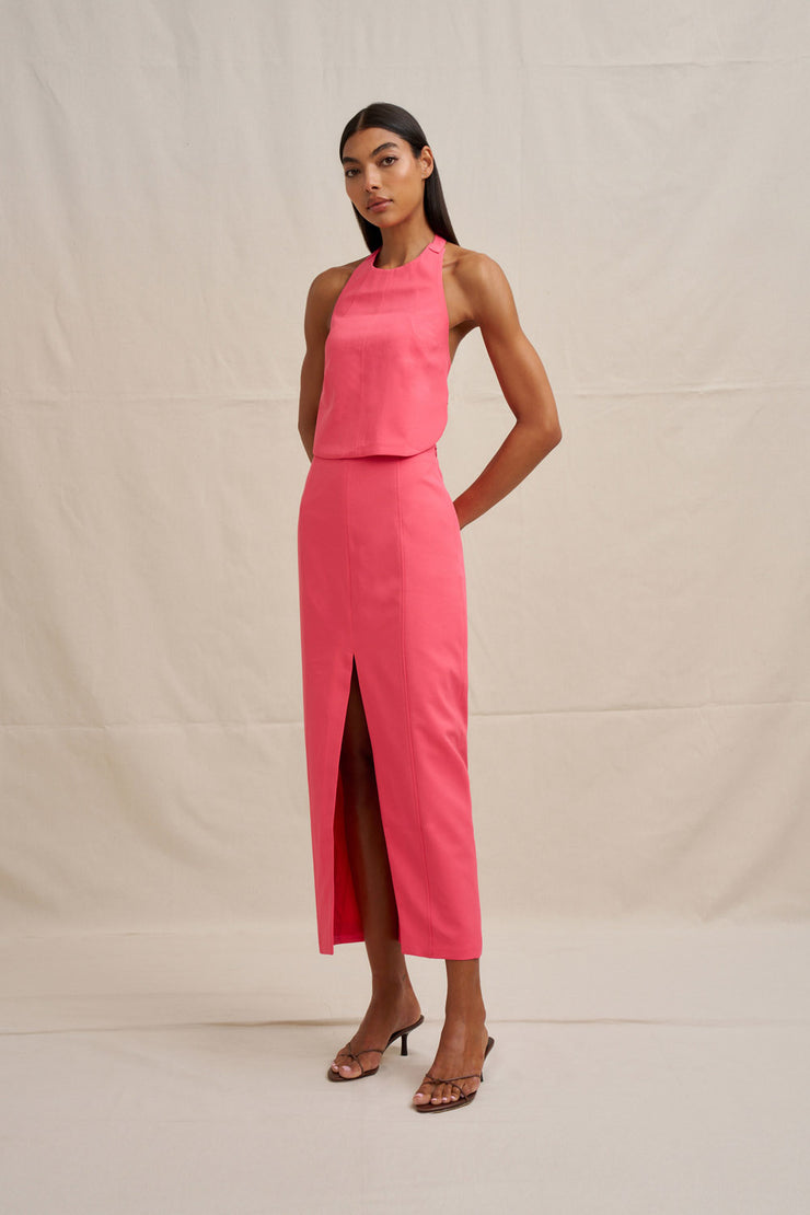 Chloe Midi Skirt - Coral Pink