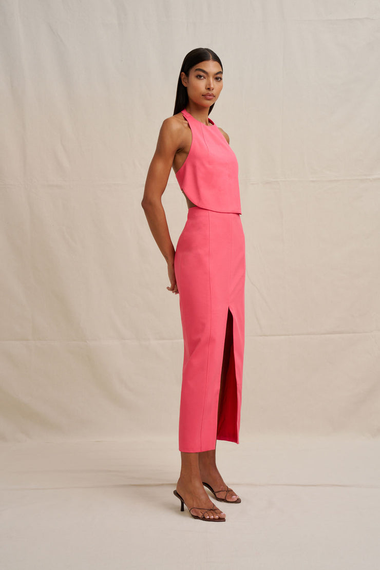Chloe Midi Skirt - Coral Pink