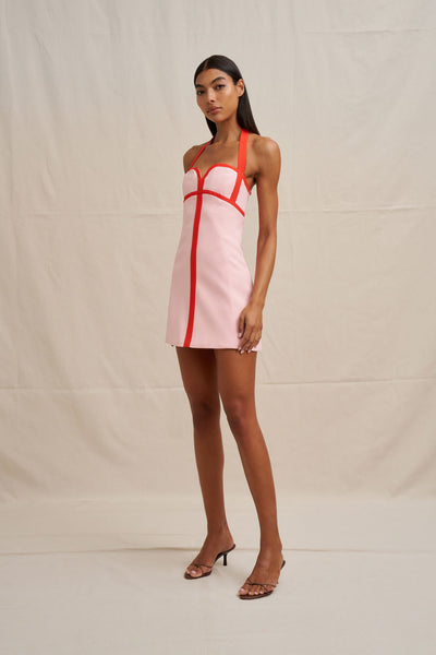 Wisteria Halter Mini Dress - Red Pink