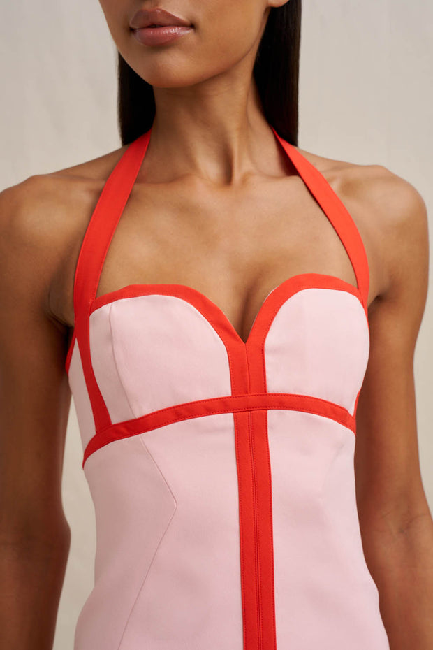 Wisteria Halter Mini Dress - Red Pink