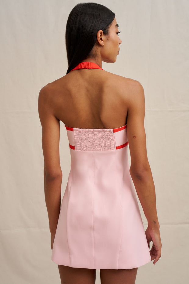 Wisteria Halter Mini Dress - Red Pink