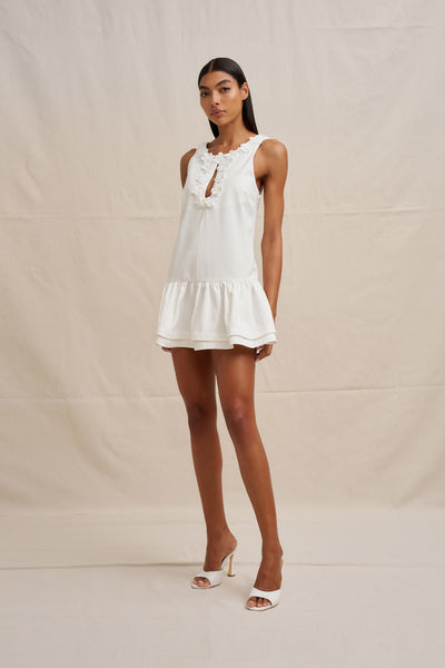 Alison Ruffle Mini Dress - Ivory
