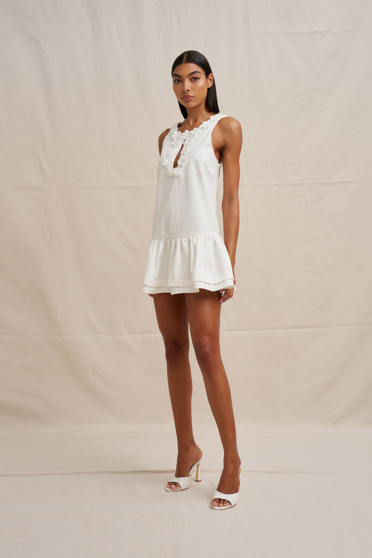 Alison Ruffle Mini Dress - Ivory