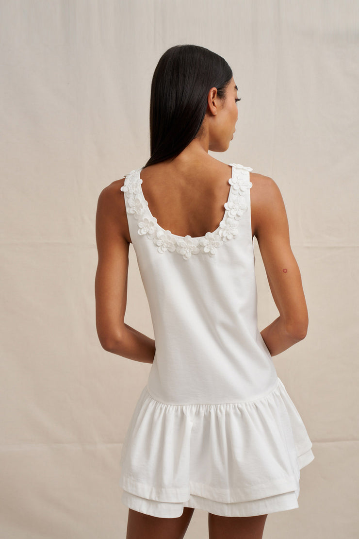Alison Ruffle Mini Dress - Ivory