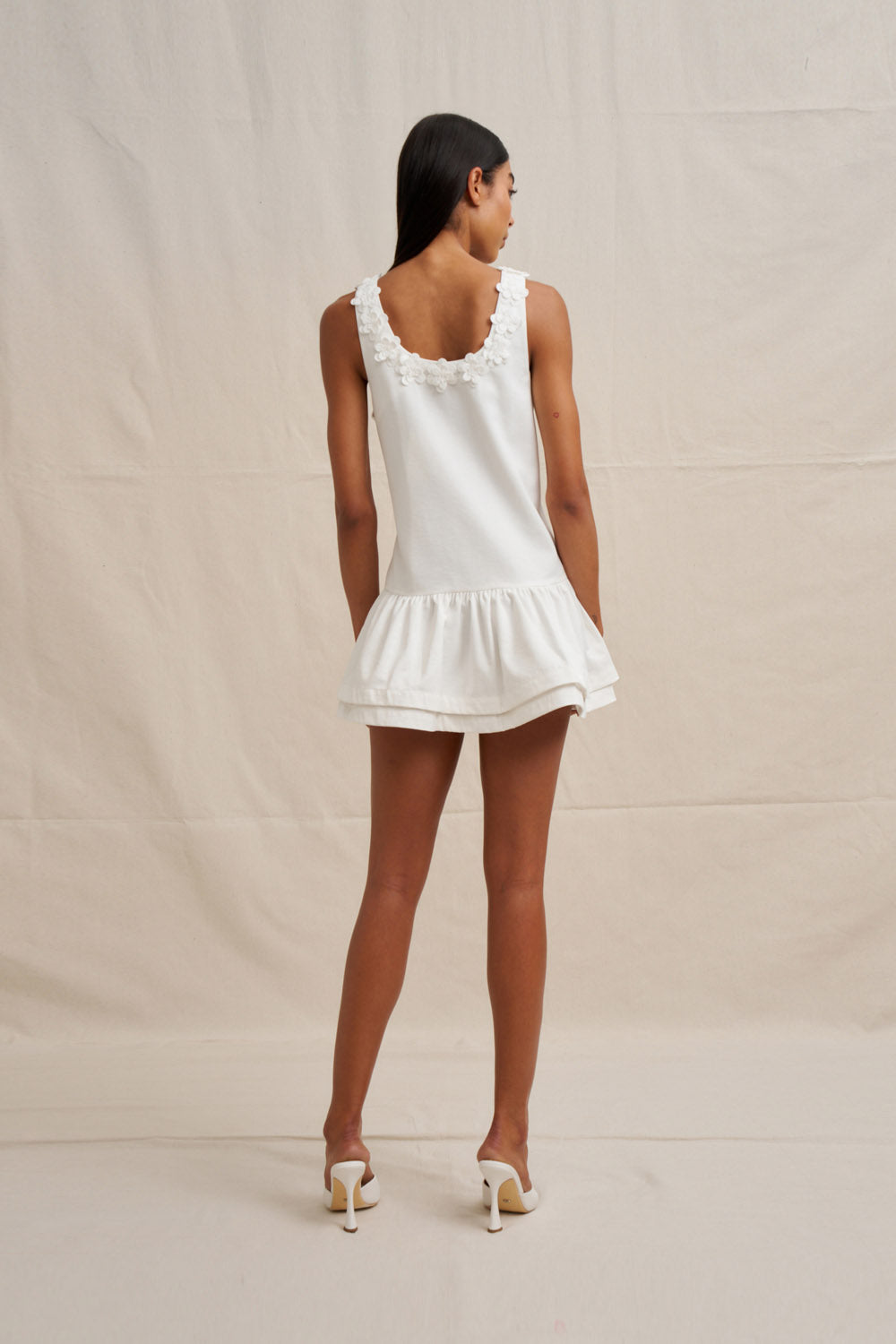 Alison Ruffle Mini Dress - Ivory – BY JOHNNY.
