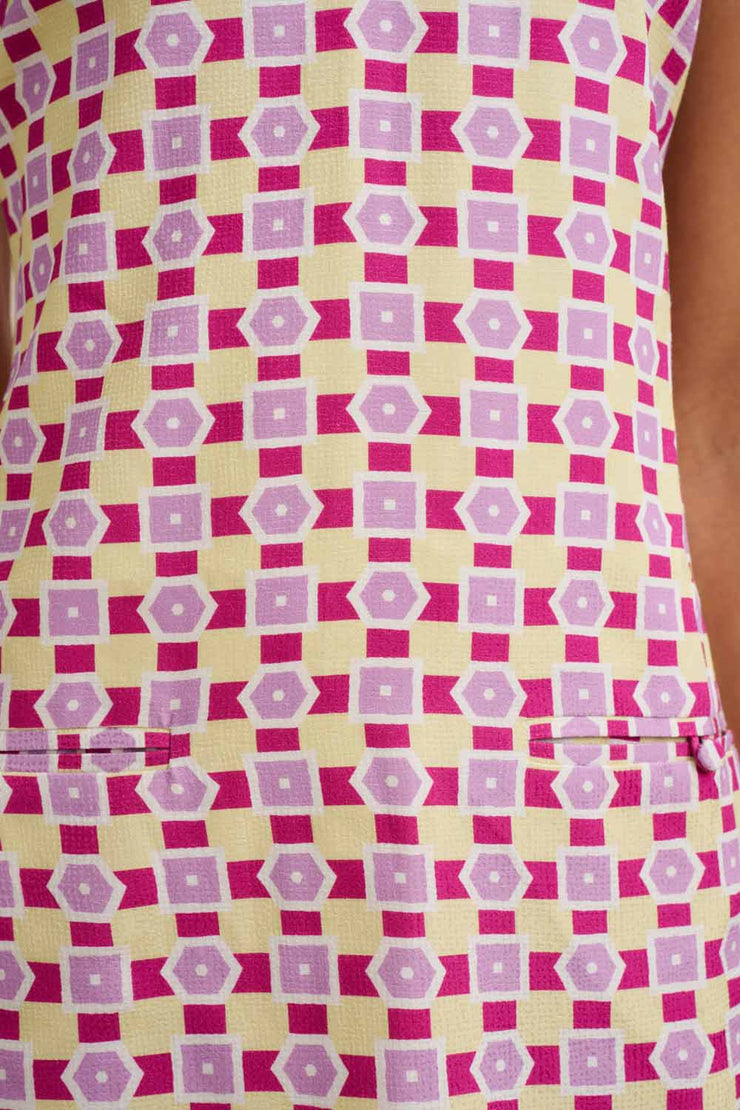 Zinnia Geo Shift Mini Dress - Lilac Yellow Berry