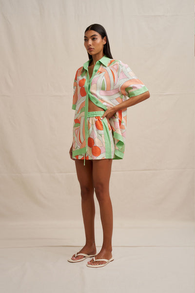 Bloomtide Sun Shirt - Multi Green Peach