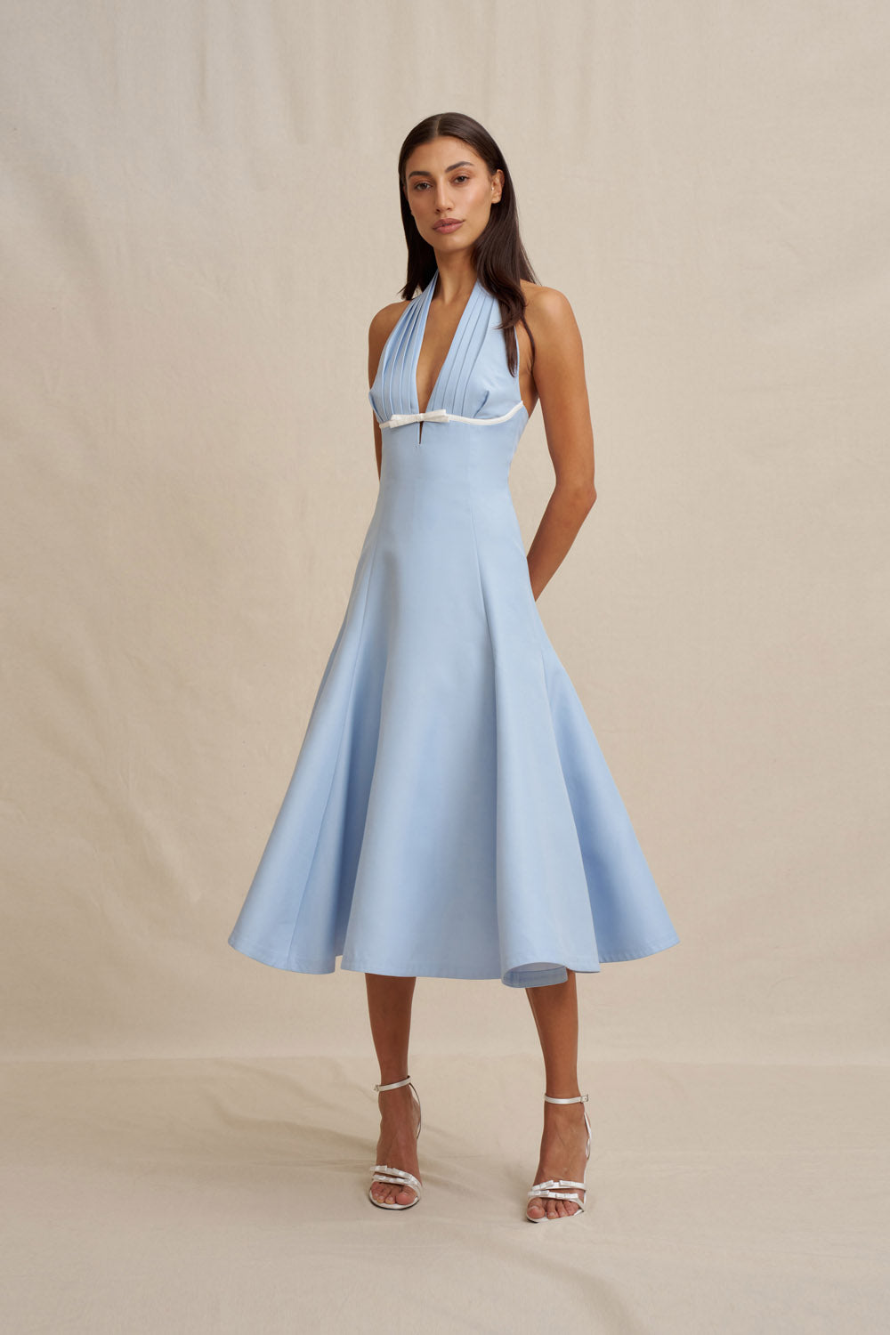 Lilian Halter Blue Midi Dress