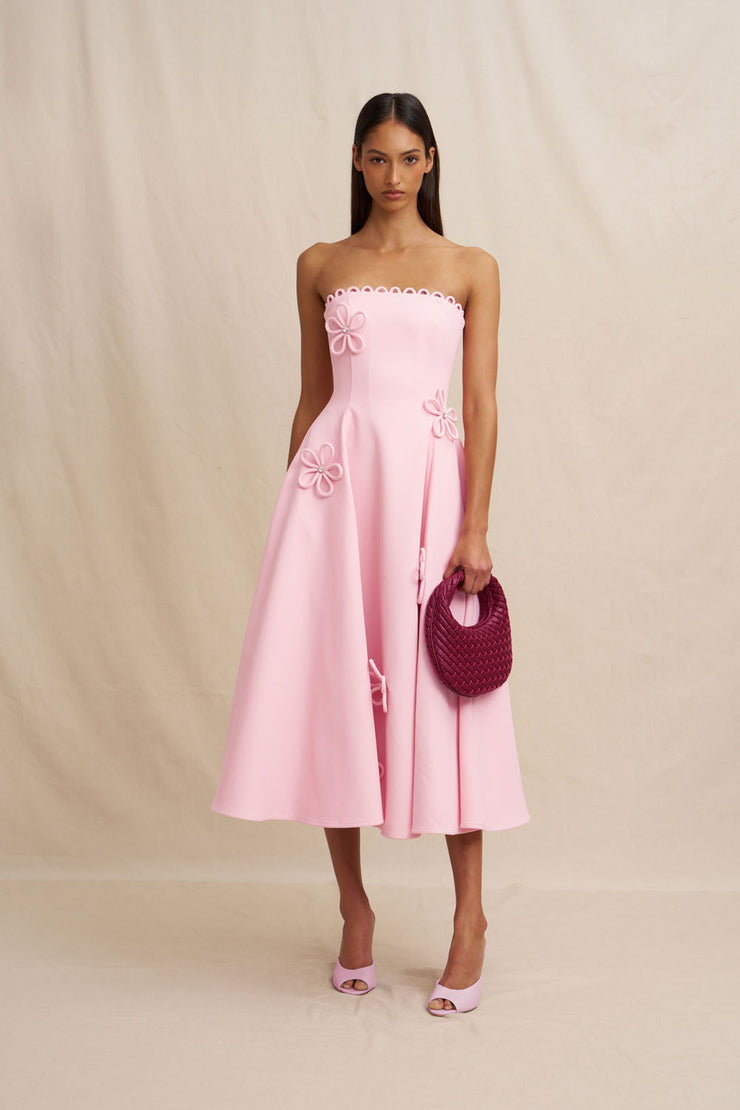 Sky Flower Pink Strapless Dress
