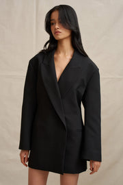 The Adele Oversized Blazer Mini Dress - Black