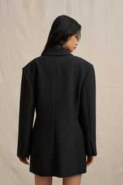 The Adele Oversized Blazer Mini Dress - Black