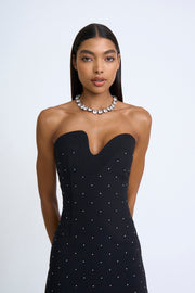 Afterglow Diamond Spot Midi Dress - Black