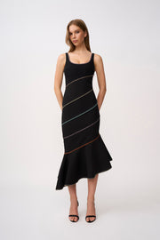 Allegra Scoop Midi Dress - Black Multi