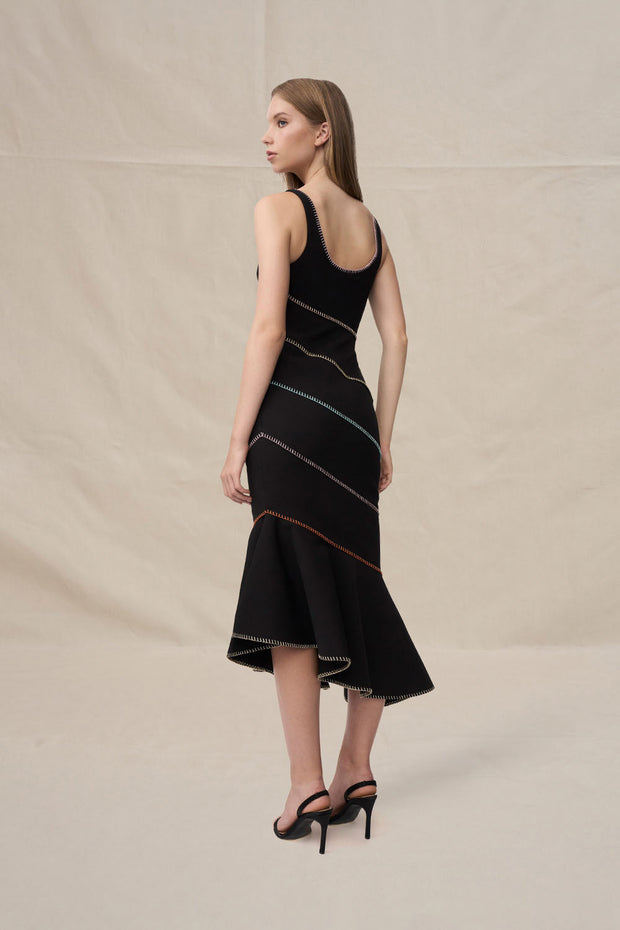 Allegra Scoop Midi Dress - Black