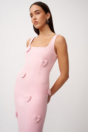 Amora Love Heart Midi Dress - Dusty Pink