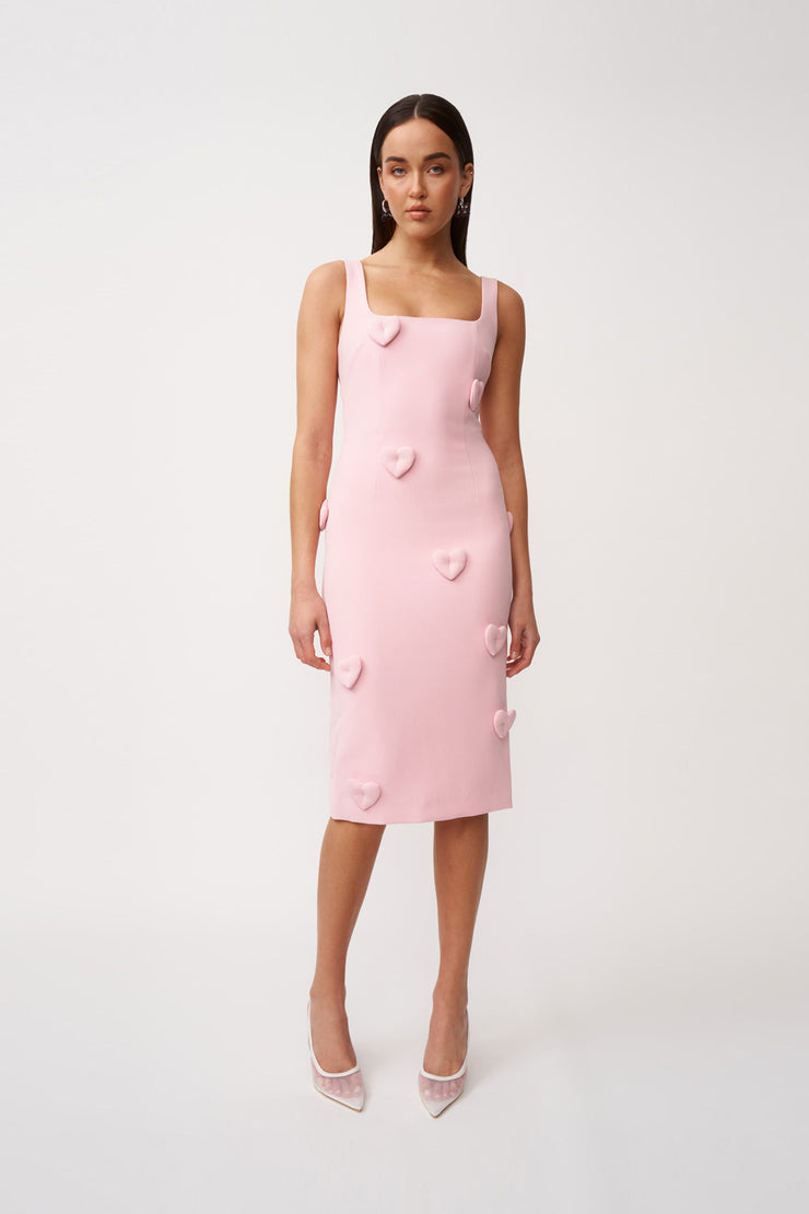 Amora Love Heart Midi Dress - Dusty Pink