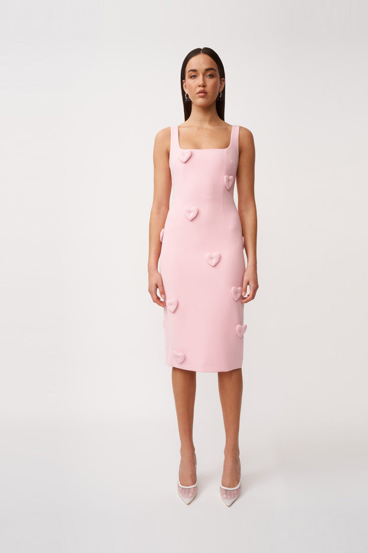 Amora Love Heart Midi Dress - Dusty Pink