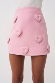 Amora Love Heart Mini Skirt - Dusty Pink