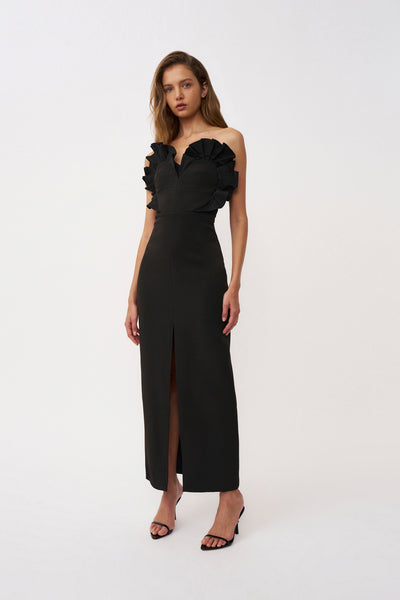 Anais Structured Strapless Dress - Black