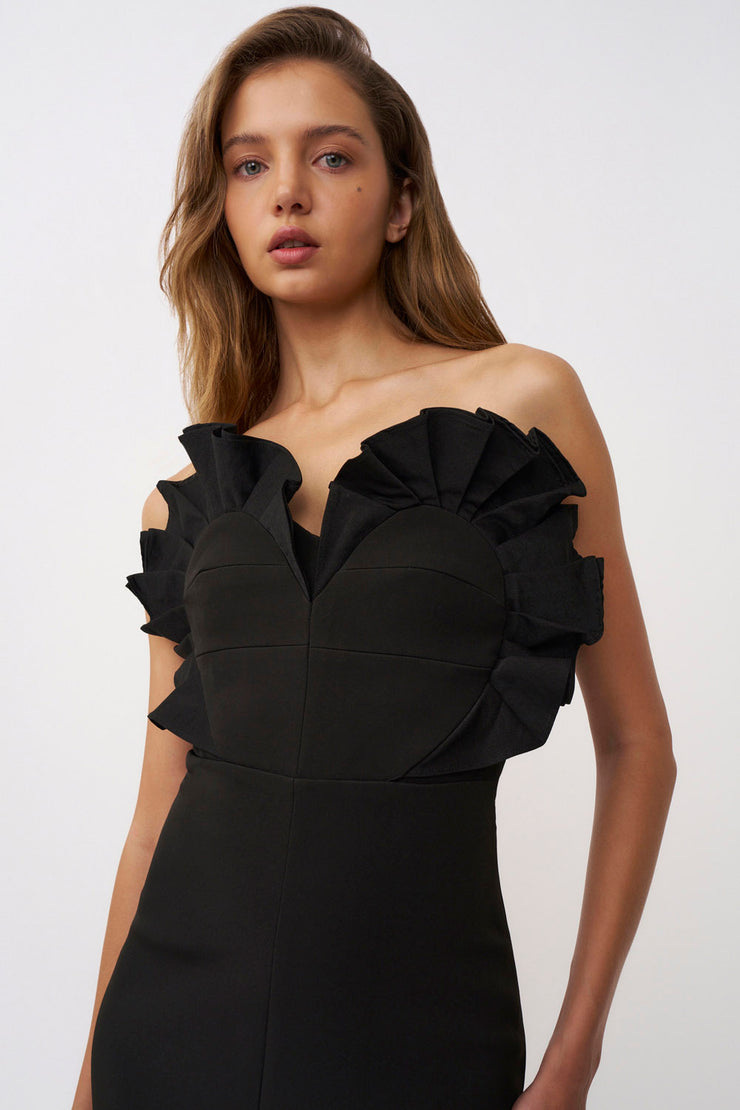 Anais Structured Strapless Dress - Black