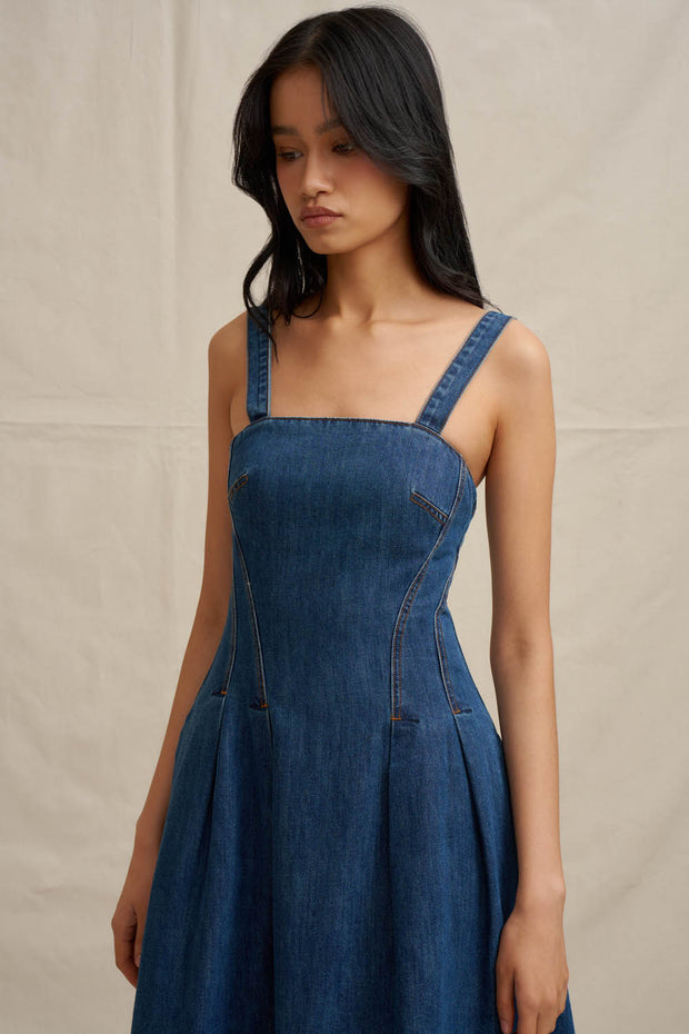 Astrid Denim Midi Dress - Dark Blue Denim