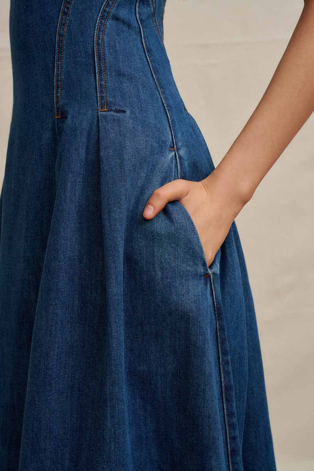 Astrid Denim Midi Dress - Dark Blue Denim