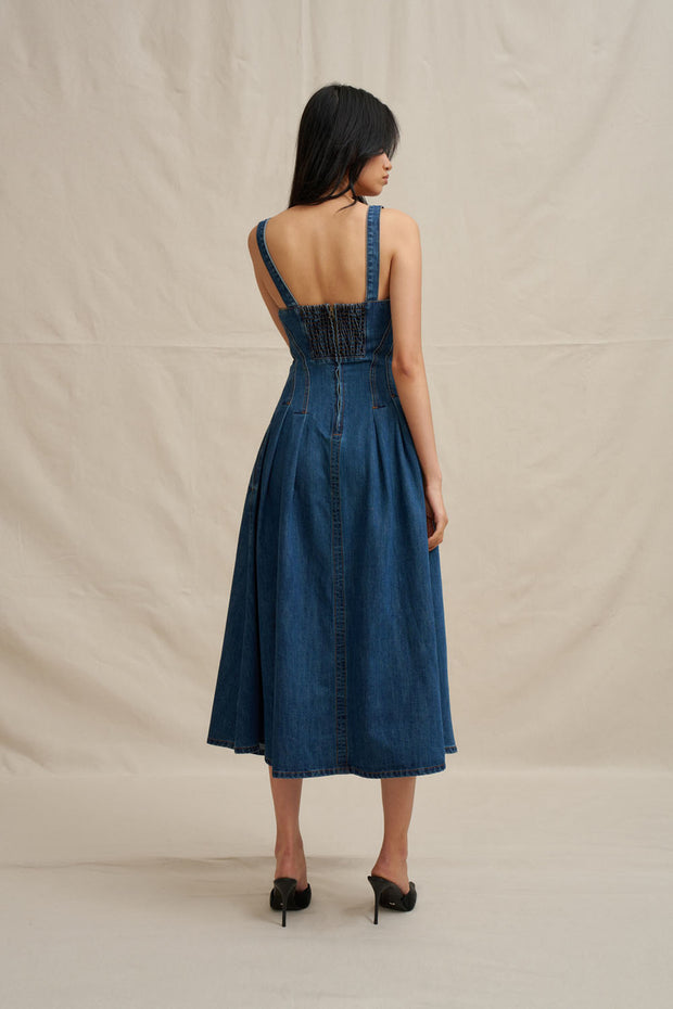Astrid Denim Midi Dress - Dark Blue Denim