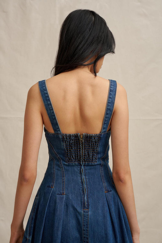 Astrid Denim Midi Dress - Dark Blue Denim