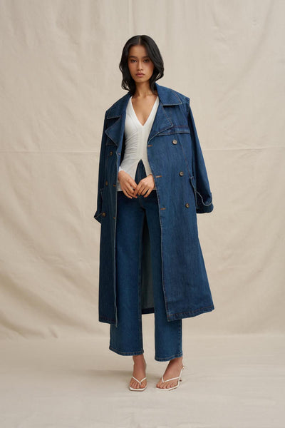 The Astrid Denim Trench - Dark Blue Denim