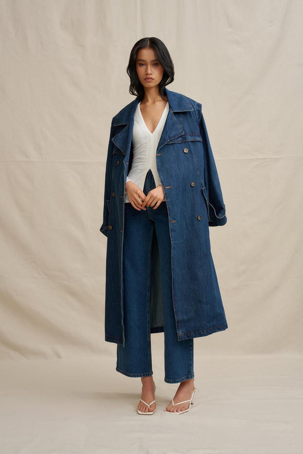 The Astrid Denim Trench - Dark Blue Denim