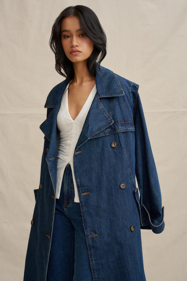 The Astrid Denim Trench - Dark Blue Denim