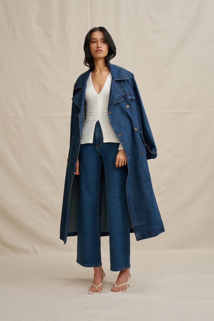 The Astrid Denim Trench - Dark Blue Denim