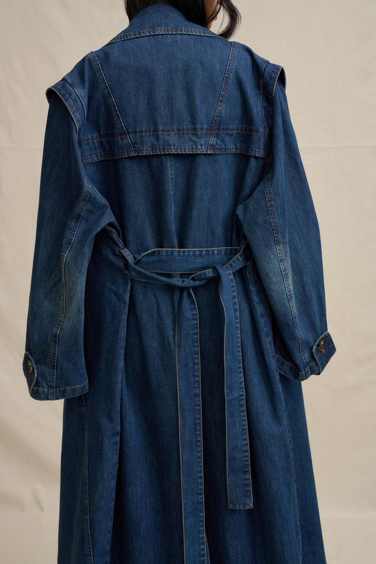 The Astrid Denim Trench - Dark Blue Denim