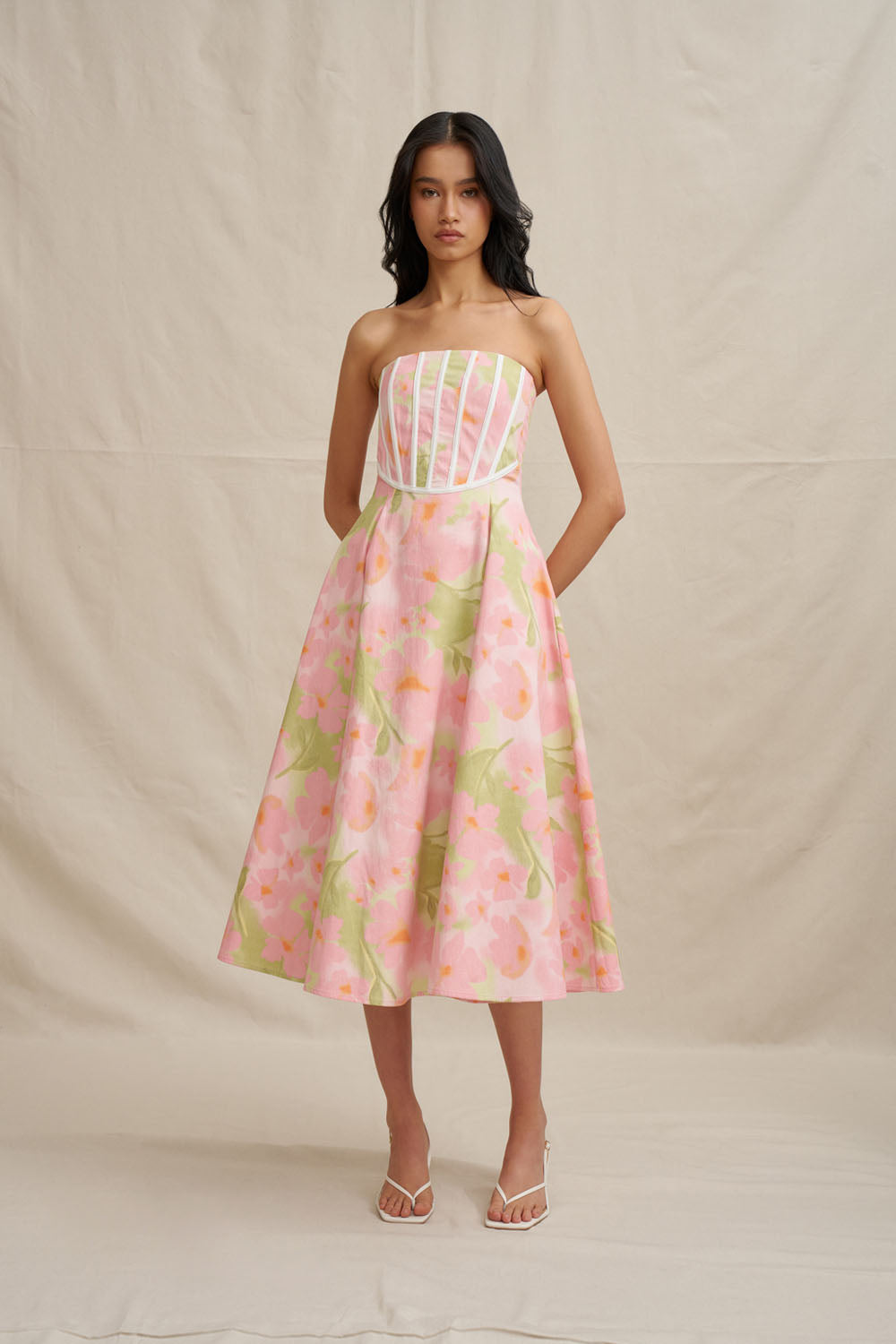 Azalia Floral Strapless Dress - Sorbet Floral BY JOHNNY. Azalia Floral Strapless Dress - Sorbet Floral BY JOHNNY.