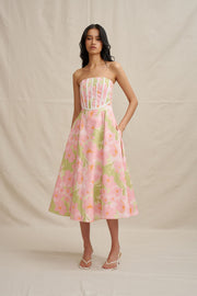 Azalia Floral Strapless Dress - Sorbet Floral