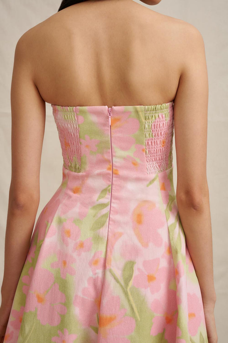 Azalia Floral Strapless Dress - Sorbet Floral