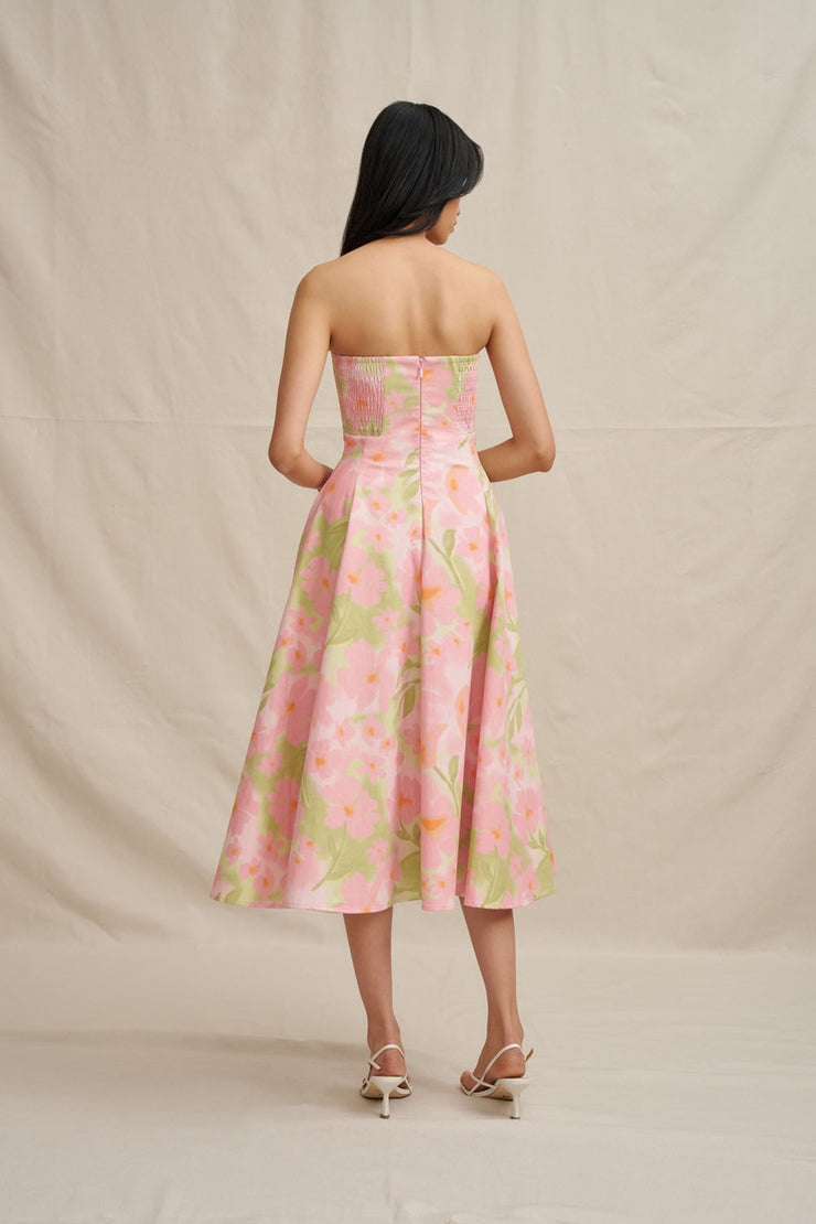 Azalia Floral Strapless Dress - Sorbet Floral