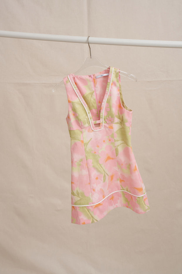 Azalia Floral V Front Mini Dress - Sorbet Floral