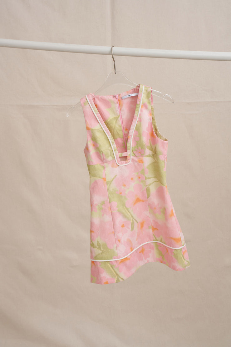 Azalia Floral V Front Mini Dress - Sorbet Floral