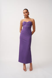 Audrey Twist Strapless Ankle Dress - Purple