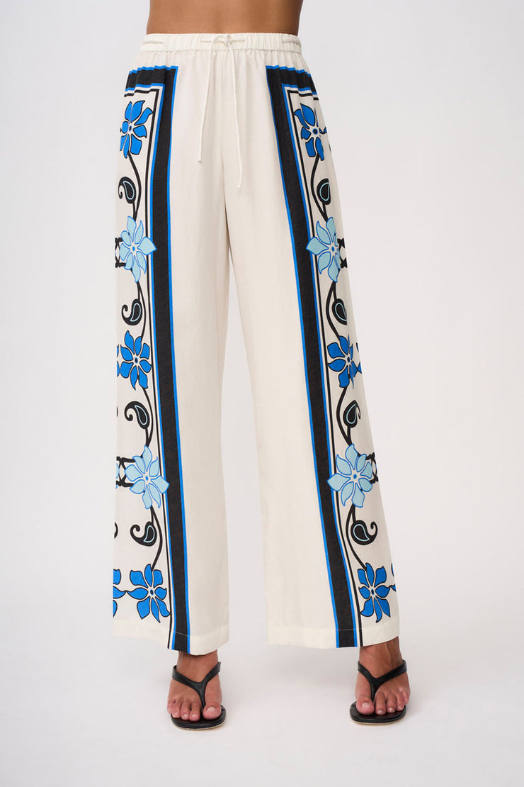 Azure Granada Flower Pant | Final Sale - Aqua Navy Ivory