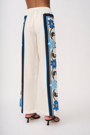 Azure Granada Flower Pant- Aqua Navy Ivory