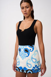 Azure Granada Mini Skirt- Aqua Navy Ivory