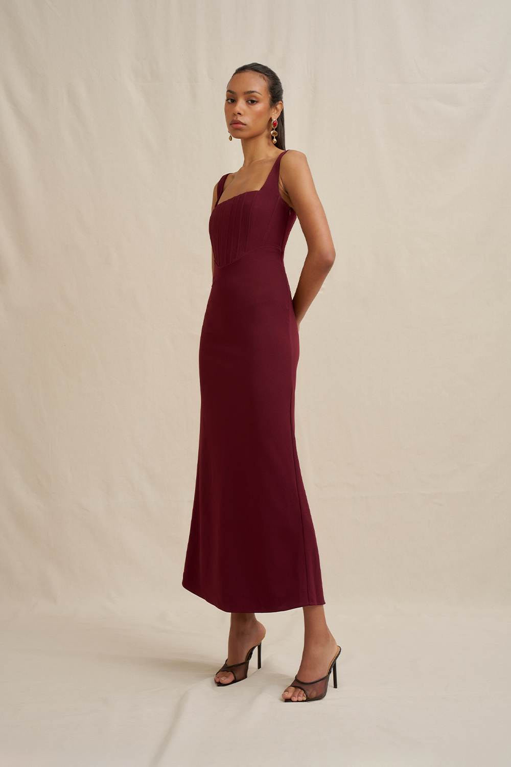 matteau ribbed-knit and cotton maxi dress Taupe Ribbed Knit Maxi Dress main image 0
