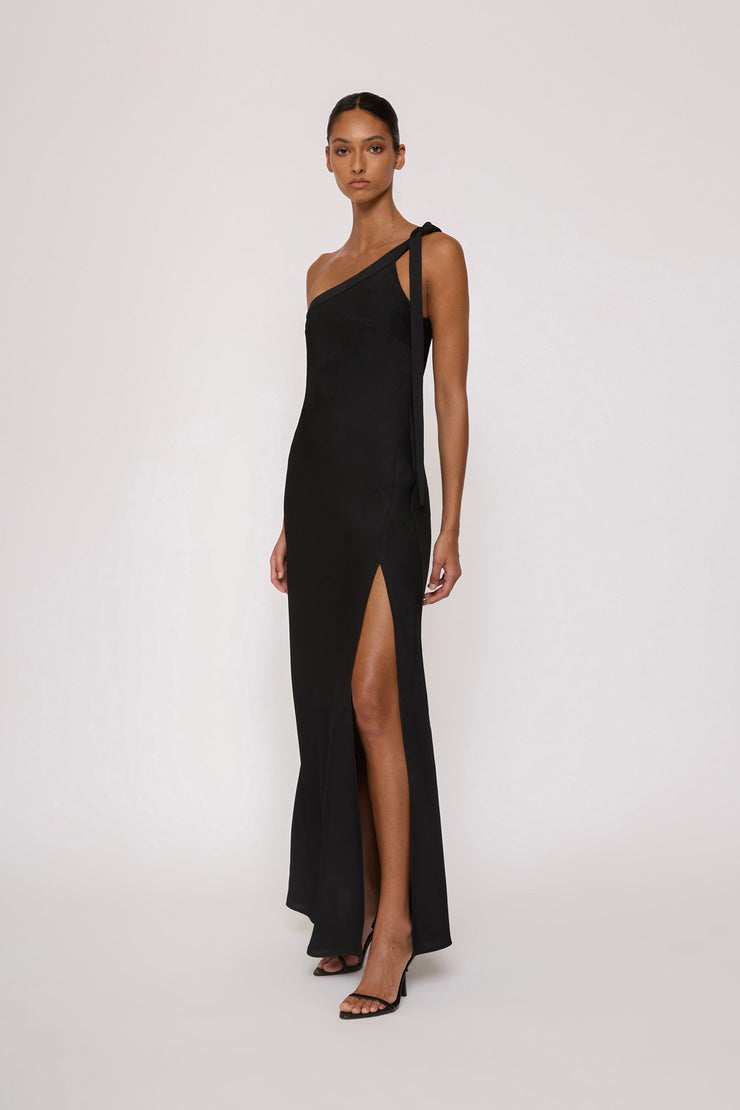 Beverly Tie Shoulder Bias Gown - Black