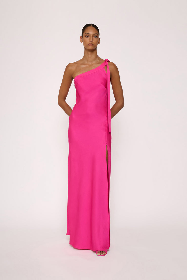 Beverly Tie Shoulder Bias Gown - Pink