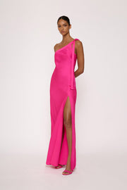 Beverly Tie Shoulder Bias Gown - Pink